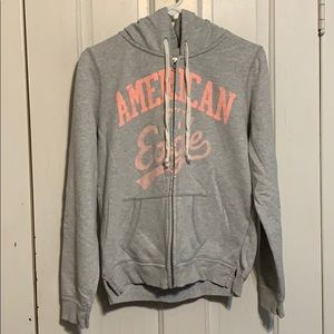 American eagle graphic zip up hoodie with pockets